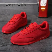 WOLF WHO/дышащие мужские кроссовки; Мужская обувь для взрослых; цвет красный, черный, серый; высокое качество; Удобная нескользящая Мягкая Мужская обувь; красовки; X-160