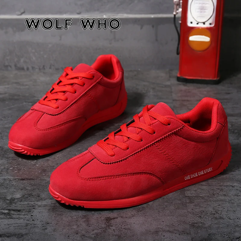 

WOLF WHO Breathable Men Sneakers Male Shoes Adult Red Black Gray High Quality Comfortable Non-slip Soft Man Shoe krasovki X-160