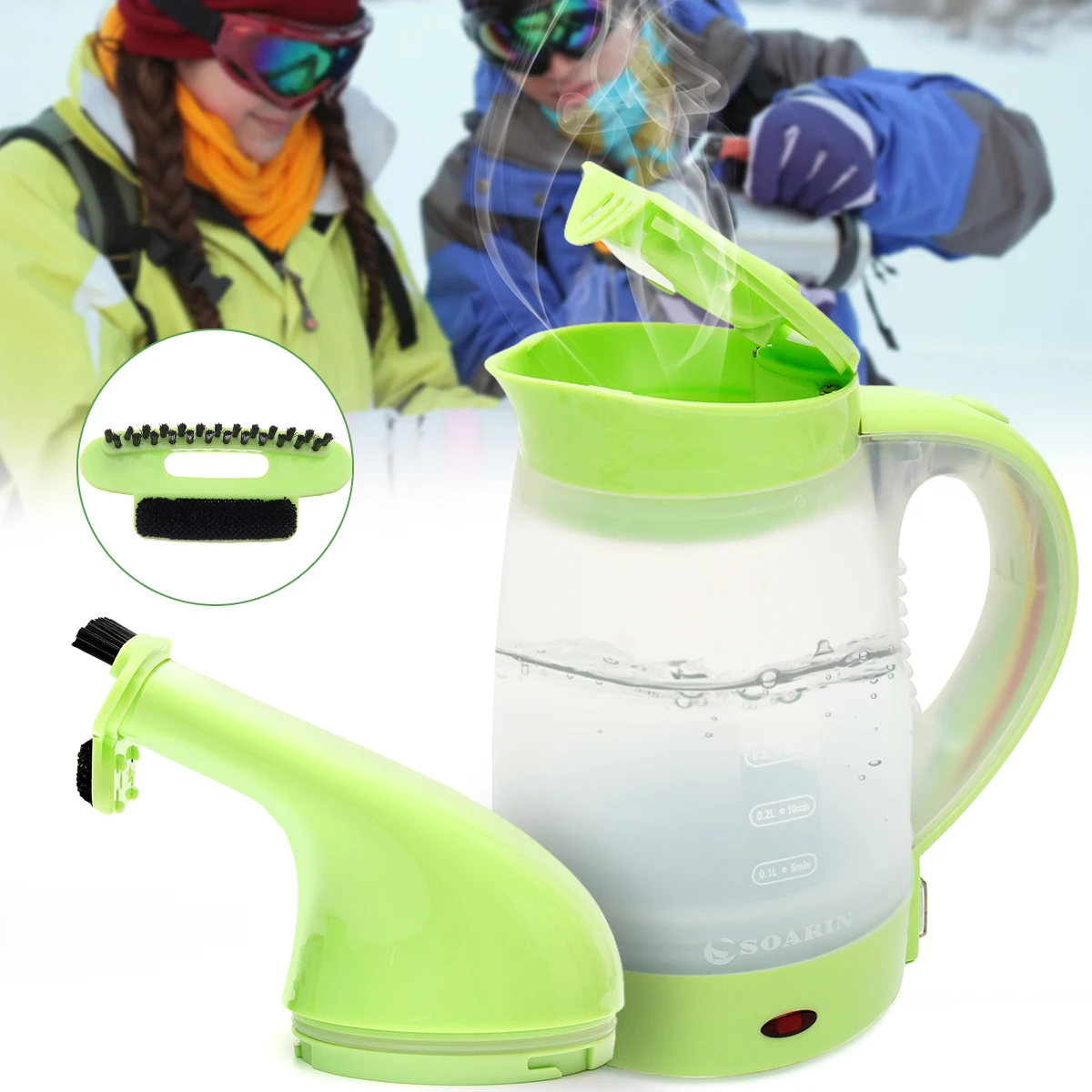 

220-240V EU Plug 600W 400ML Portable Electric Hot Water Kettle + Clothes Iron Machine Garment Steamer for Outdoor Travel Camping