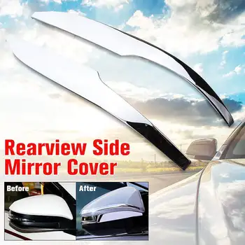 

Newest 2Pcs Stainless Steel Chrome Side Door Rear View Side Mirror Cover Trim Strip For Toyota RAV4 14-17 2014 2015 2016 2017