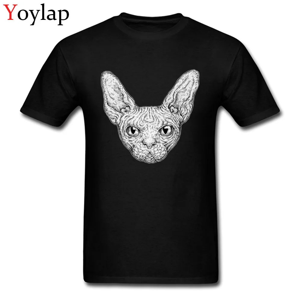 Design Men's Sphinx Cat T-Shirt Latest Summer Autumn Short Sleeve Crewneck 100% Cotton Tops Shirt Printed Tee-Shirt black
