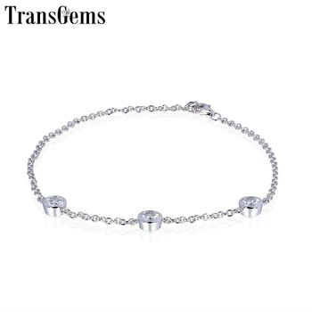 

Transgems 14K 585 White Gold 0.75CTW 4mm F Color Moissanite Bracelet for Women 18CM Length Link Bracelet Fine Jewelry Gift