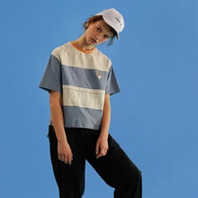 Летние новые футболки для женщин Модные Цветные сплайсинга мультфильм девушка вышивка короткий рукав женские футболки хлопок Свободный Топ