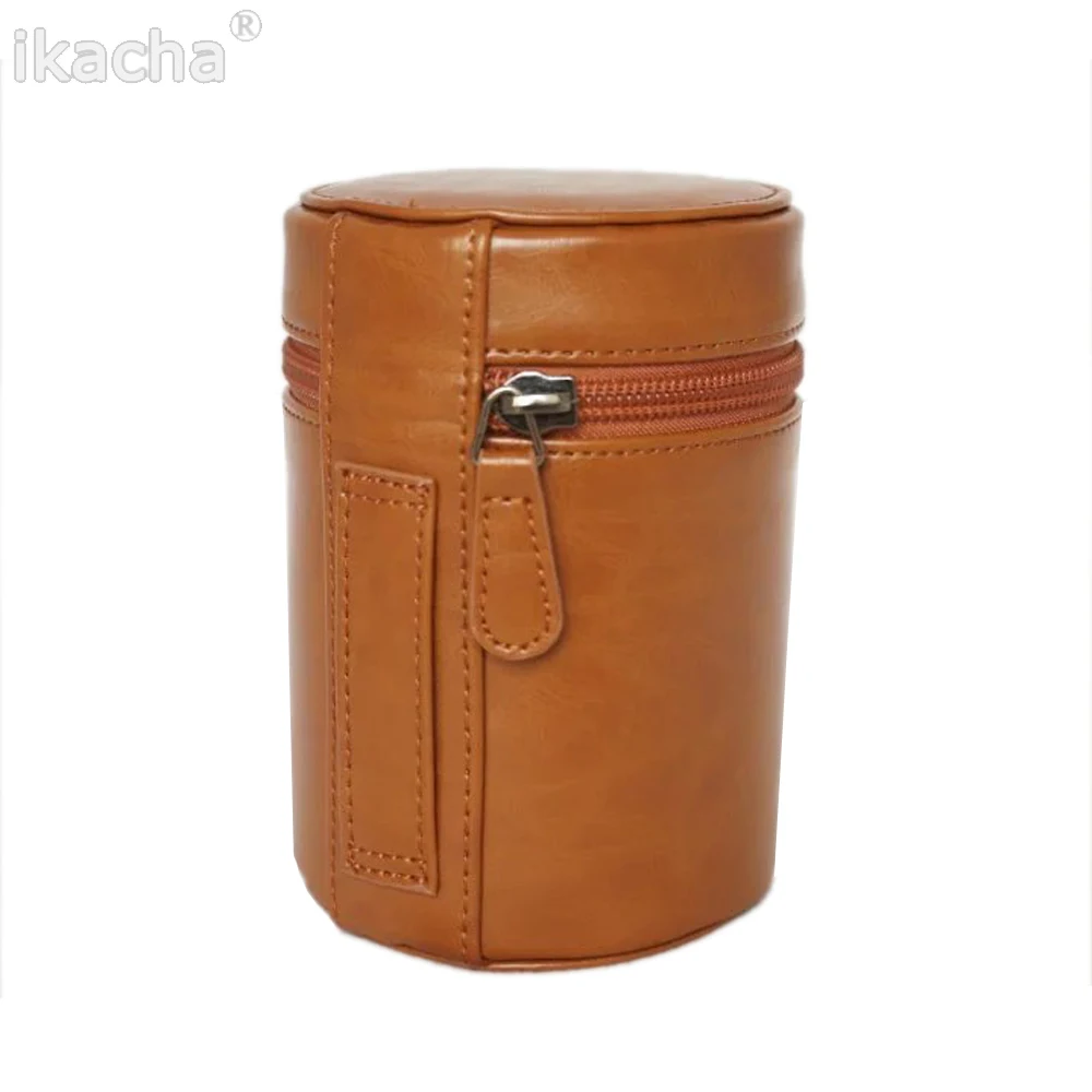 S Size Camera Lens Bag PU Leather Case Suitable for Canon Nikon Sony Pentax Fujifilm Tamron Lens Pocket 