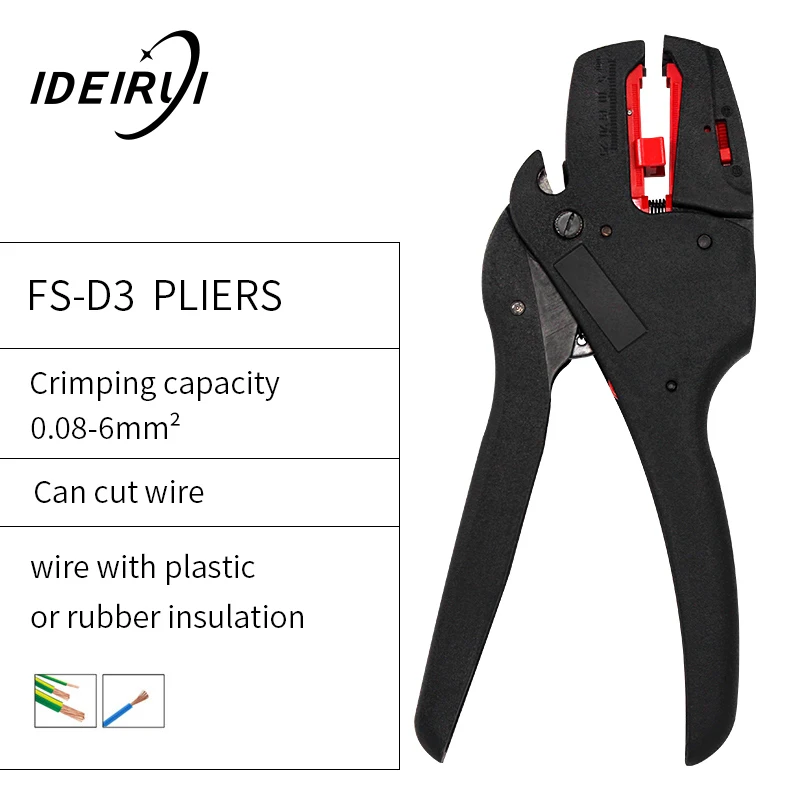 HS-D1 AWG 24-10 0,2-6.0mm2 зачистка проводов многоцелевой автоматические плоскогубцы кабель для зачистки проводов обжимка зачистки проводов стрипер клещи для снятие изоляции - Цвет: FS-D3