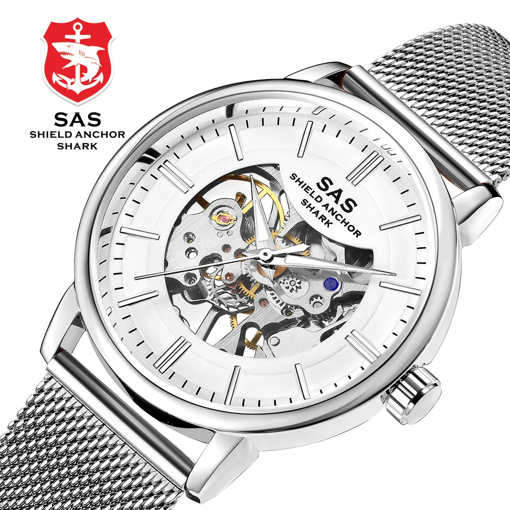 

Luxury Skeleton Mechanical Watch Men Luminous Waterproof Sport Watches Fashion Silver Watch Men Watch Clock Reloj Hombre