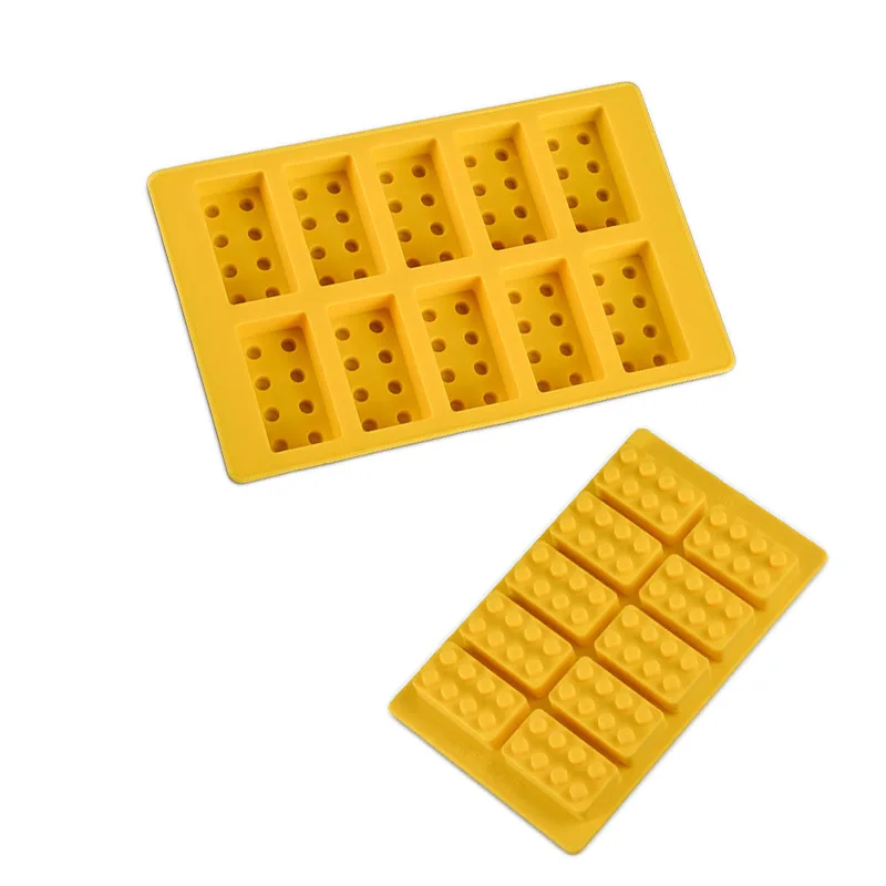 10 полостей лего кирпичные блоки в форме прямоугольной формы DIY шоколадная силиконовая форма льда кубик лоток инструменты для торта помадные формы
