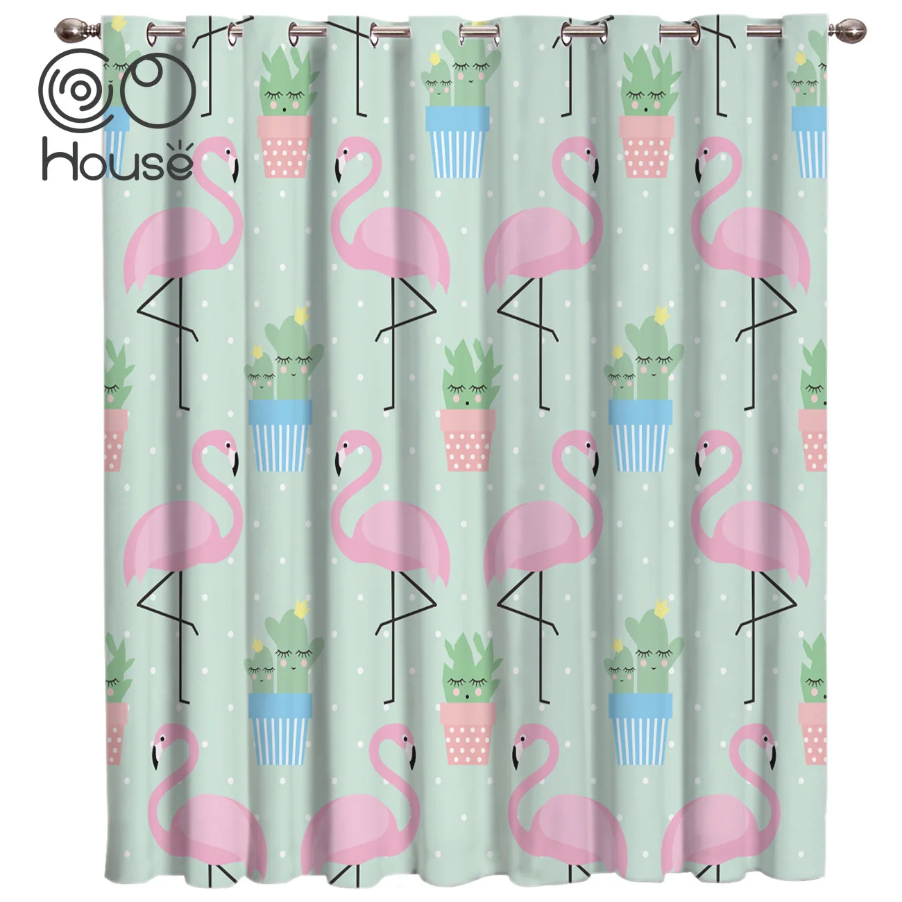 

CoCoHouse Nordic Flamingo Cactus Room Curtains Large Window Curtain Rod Blackout Bathroom Kitchen Bedroom Kids Window Treatment