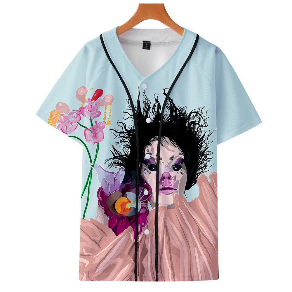 Женская/Мужская Бейсбольная Футболка с 3D принтом Bjork летняя одежда коротким