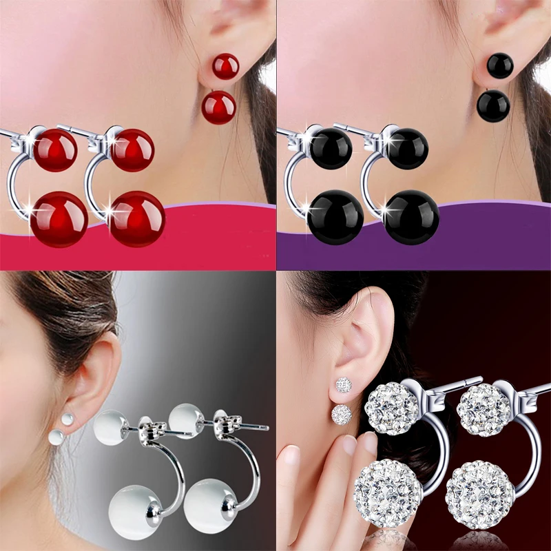 

High quality 925 sterling silver jewelry natural agate earrings(red and black) for women fine jewelry wholesale send girlfriend