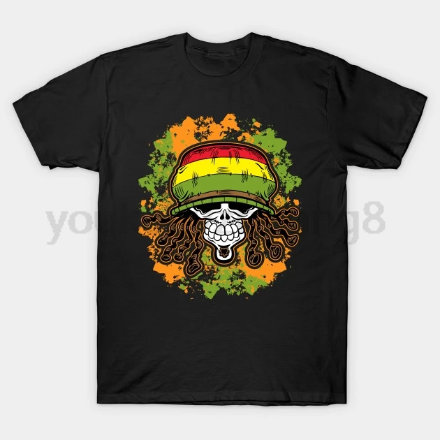 

GILDAN men and women shirt Jamaican Rasta Skull T-Shirt