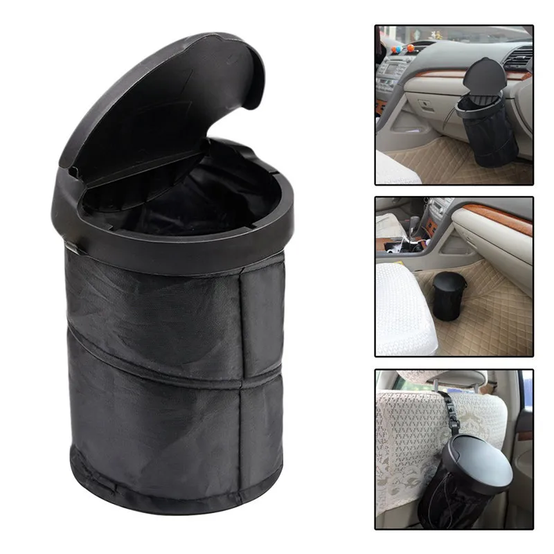 Buy Car Trash Can Collapsible Trash Bin With Cover
