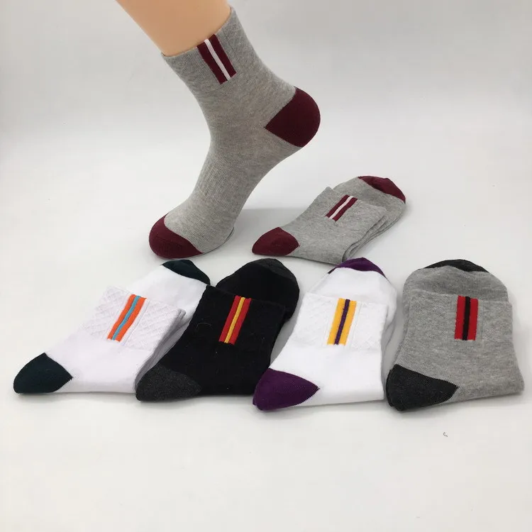 

Cotton Sweat Absorbent Socks for Men with Waist Band and Breathable Solid Color Mid-tube Sports Socks