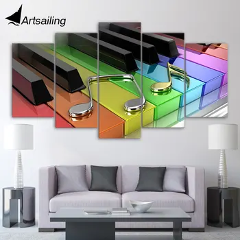 

5 piece canvas art HD print Rainbow piano keys paintings Posters home decor pictures for living room wall free shipping up-2198A