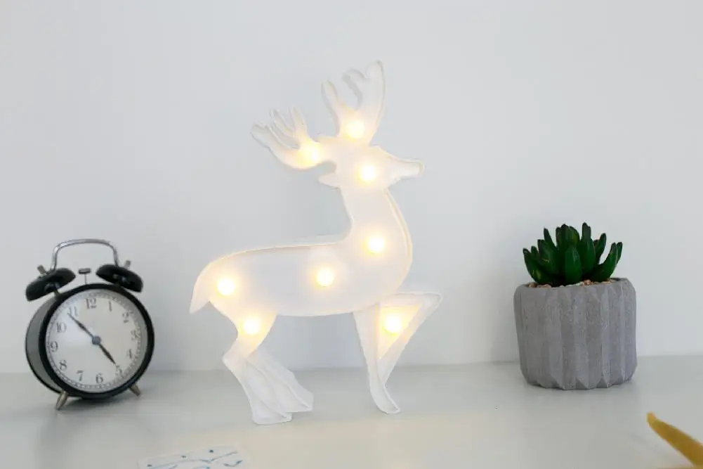 Hobbylane милые Животные кролика оленя и пингвина; Форма светодиодный ночной Светильник для дома вечерние украшения Рождественские украшения светильник s - Испускаемый цвет: deer