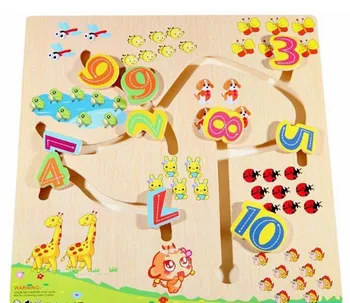 

Kids Baby Wooden Numbers Matching Game Board Puzzles Animal Digital Walking Match Labyrinth Slide Puzzle Toys For Children Gift