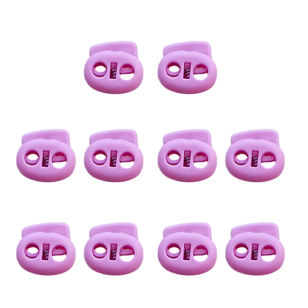 MagiDeal 10pcs Plastic Cord Lock Stoppers Dual Hole Spring Stop Toggle Stopper for Cord Drawstring 5mm Tent Accessories 