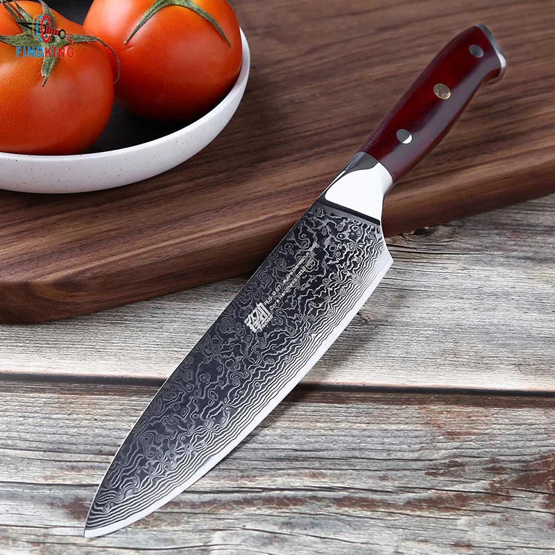 FINDKING AUS-10 Damascus Steel Chefs Knifes Ebony Handle Arrow Pattern  Professional 8 inch Gyuto Knives Best Kitchen Chef Knife - AliExpress