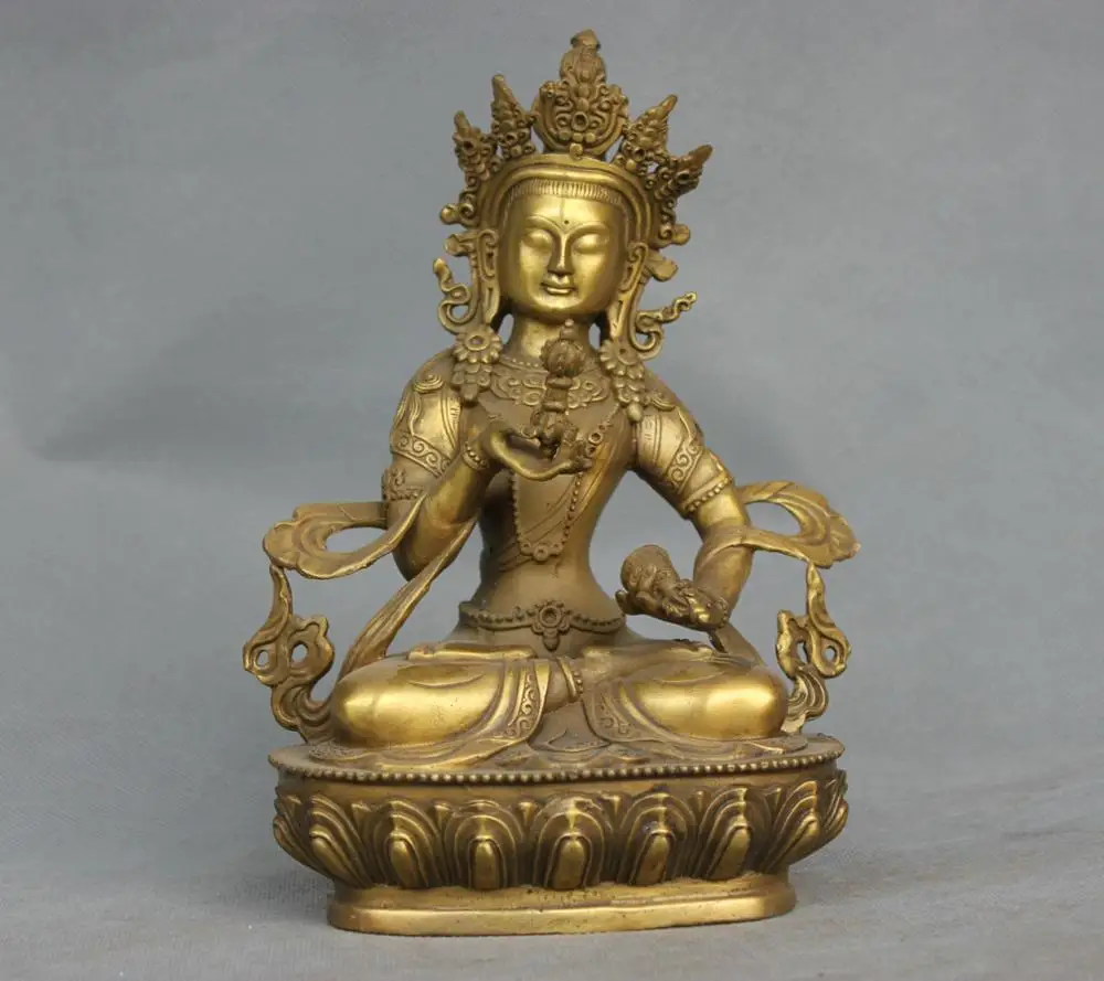 

SS 9'' China Tibet Vajrasattva Buddha Vajra And Bell Bronze Statue