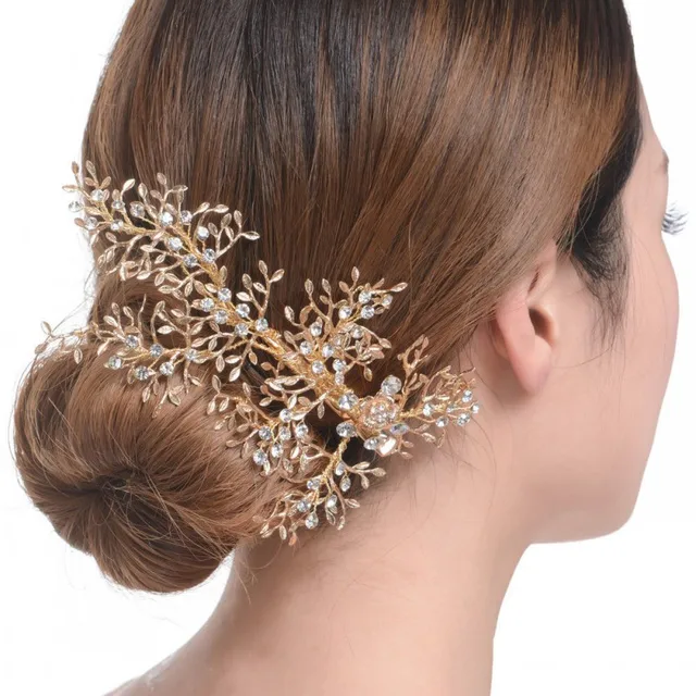 Exquisite Gold Branch Crystal Wedding Tiara Vintage Bridal Hair Exquisite Gold Branch Crystal Wedding Tiara Vintage Bridal Hair Clip Comb Handmade Headpiece Prom