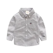 С длинным рукавом белые детские футболки с надписью для маленьких мальчиков мужская хлопковая рубашка Oxford для подростков, одежда для мальчиков на весну, классические топы рубашки Для мальчиков ясельного возраста продвижение