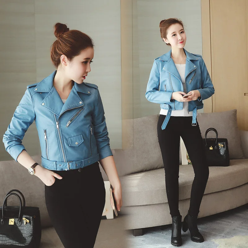 

Mr.nut Slim Lapel PU Jacket Commuter Korean Street Fashion High-end Women's Motorcycle Jacket