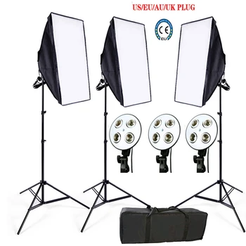 

Photo Studio Softbox kit 3 light stand 3 light holder 3 softbox 1pc carrying bag video lighting kit soft box No LED
