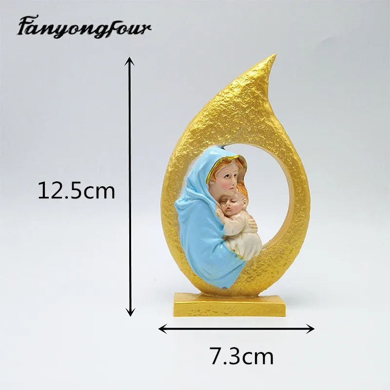 3D католическая Дева Мэри Иисус силиконовая форма помадка Смола гипса шоколадная Свеча Конфеты Плесень
