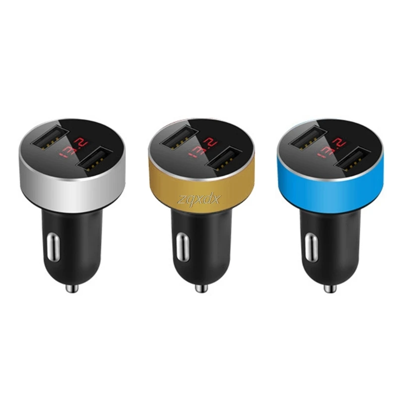 المزدوج USB ميناء الرقمية الأحمر LED الجهد الحالي عرض شاحن سيارة ل هاتف محمول 5 اللون Z11 هبوط السفينة