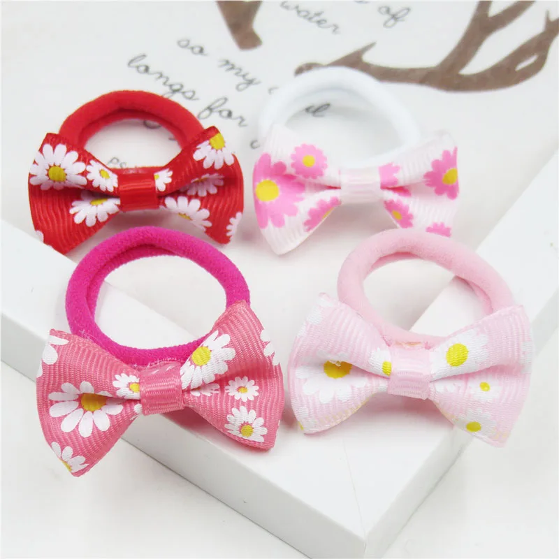 

2PCS/LOT Lovely Sun Flower Small Bow Hairpin For Girl Hair Tie Child Elastic Hair Bands Scrunchy Clips Hair Accessories For Kids