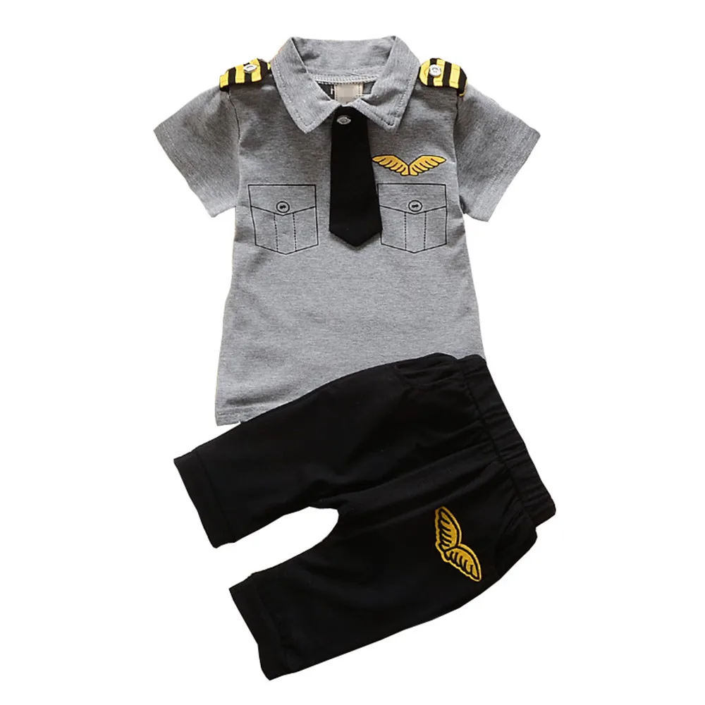 BibiCola/комплект одежды для новорожденных мальчиков; летняя одежда пилота для маленьких мальчиков; хлопковый Детский костюм капитана; военная форма для малышей - Цвет: picture color