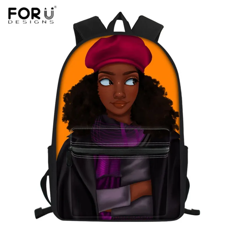 

FORUDESIGNS 2019 Stylish School Bags African Women Afro Lady Girls Print Large Capacity School Bookbags Canvas Junior Laptop Bag