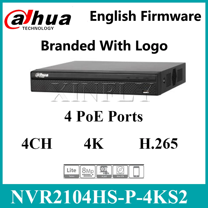 Dahua NVR2104HS-P-4KS2 4CH POE, сетевые видеорегистраторы с 1 интерфейсом SATA 2USB с жестким диском выбирается Замена NVR2104HS-S2