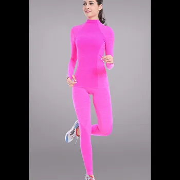 

Spring 2019 Women High Elastic base layers thermal underwear set Ladies Fitness body shapers long johns compression Clothing set