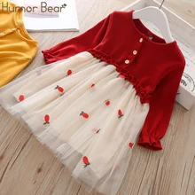 Humor Bear/ новые осенние Платье с длинными рукавами для девочек фрукты ярких цветов вышивкой свободного покроя принцесса "для деток с года до трех платья для девочек торжественная осенняя