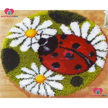 

Free Shipping DIY Mat Needlework Kit Unfinished Crocheting Rug Yarn Cushion Embroidery Carpet Ladybug