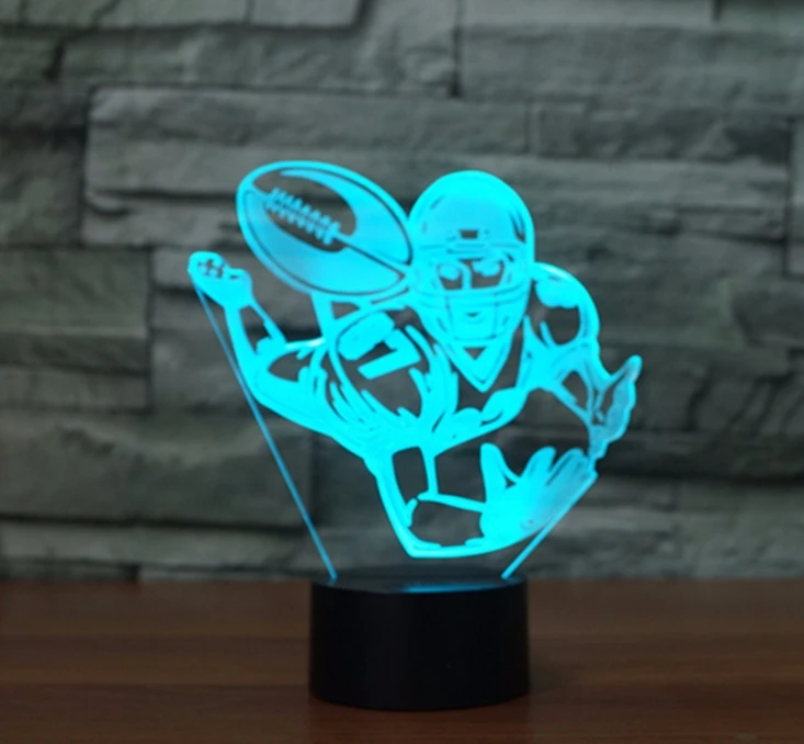 [Seven Neon] Бесплатная доставка акриловая настольная лампа в форме руггера 7 цветов 3D