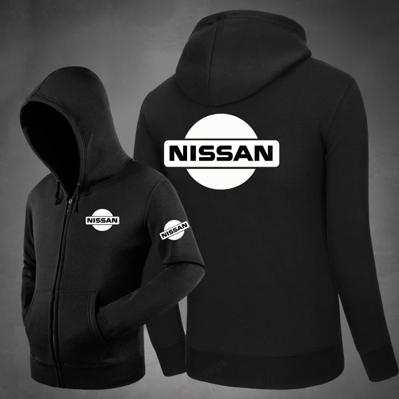 Новое поступление зимняя однотонная Толстовка Nissan на молнии для мужчин и женщин