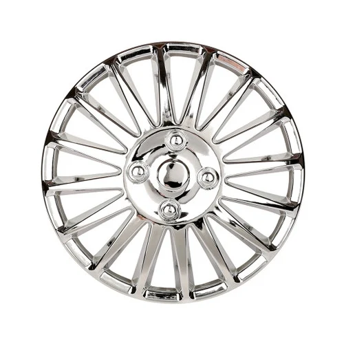Universal Car Silver Hubcaps w/Chrome Bolt Nuts 15" Inch Wheel Covers Set