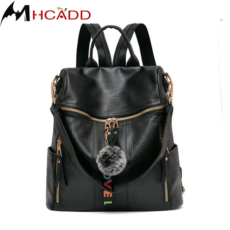 

MHCADD Fashion Women Big Backpack High Quality Leather Backpacks For Teenage Girls Female School Shoulder Bag Bagpack Mochila