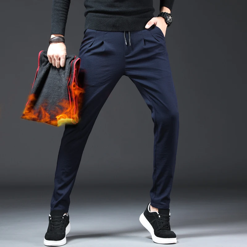 mens cargo pants winter plus size men velvet parkour pants thicken