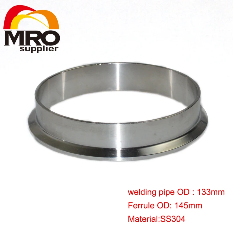 

133mm OD Sanitary Weld on 145mm Ferrule Tri Clamp Stainless Steel Welding Pipe Fitting SS304 SW-133