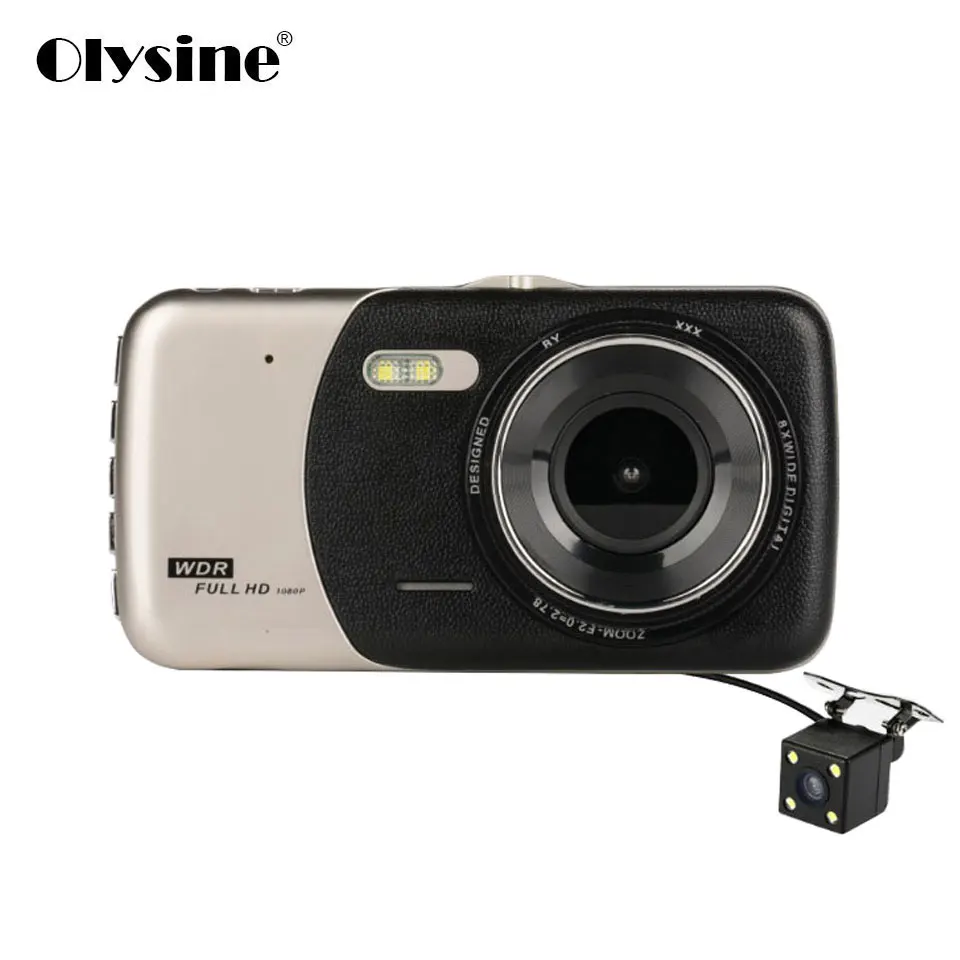 Olysine 4 дюйма Full HD 1080P Автомобильный видеорегистратор камера с двумя объективами IPS