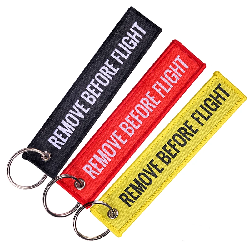 

3PC Remove Before Flight Keychains for Aviation Gifts Jacqurad Woven customize keyring Special Luggage Tag Jewelry sleutelhanger