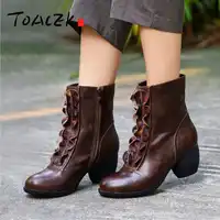 New autumn and winter manual leather women's boots, restore ancient ways individual leisure joker short boots