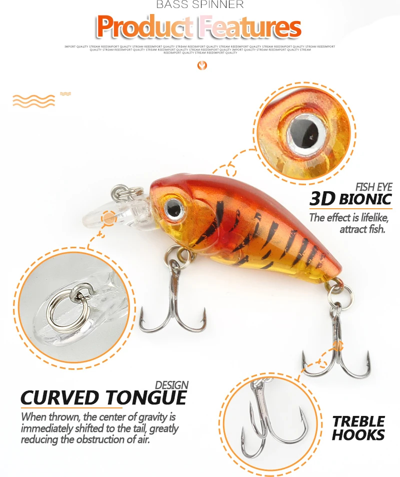DONQL 5pcs 4g 4.5cm Minnow Fishing Lure Kit Wobbler Bait Set Crankbait Fishing Lures With Box Treble Hooks Fishing Tackle       (7)
