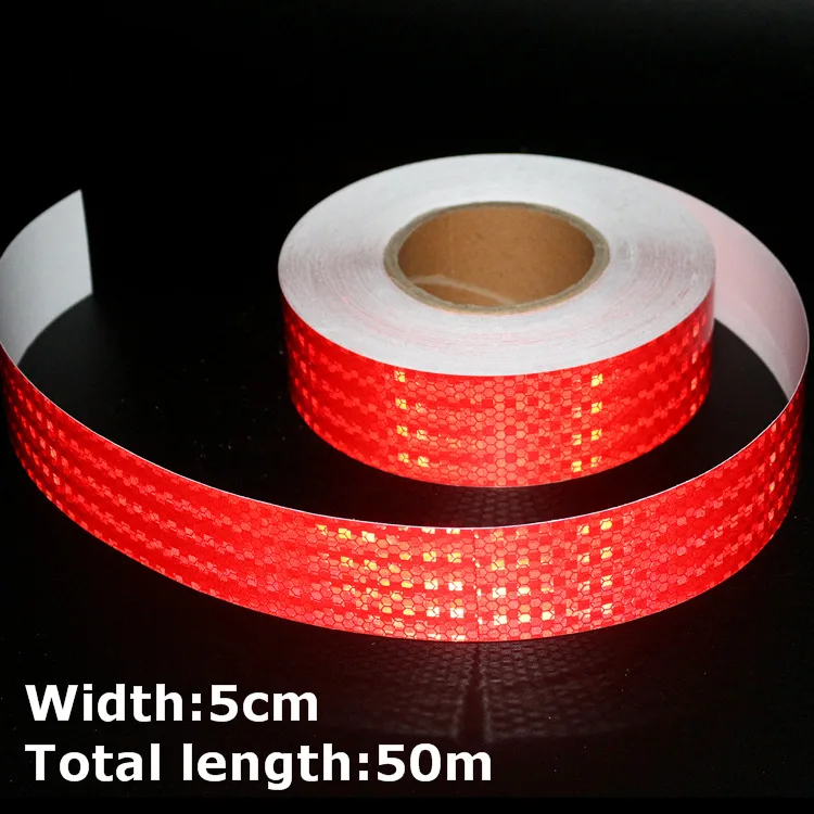 

50m*5cm High Intensity Reflective Strips Stickers for Car Styling Truck Motorcycle Decoration Red Safety Warning Adhesive Tape