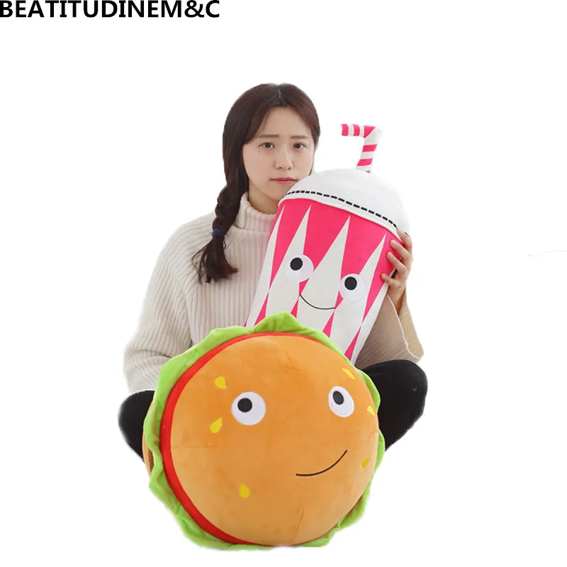 

Creative Cartoon Burger Pillow Cushion, Milk Tea Bottle Plush Toy, Children Toys, Home Decoration
