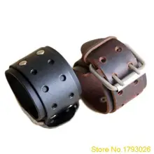 Genuine Leather Bracelet Men Women Fashion Belt Bangle Cuff Bracelet for Punk Style 4TSE