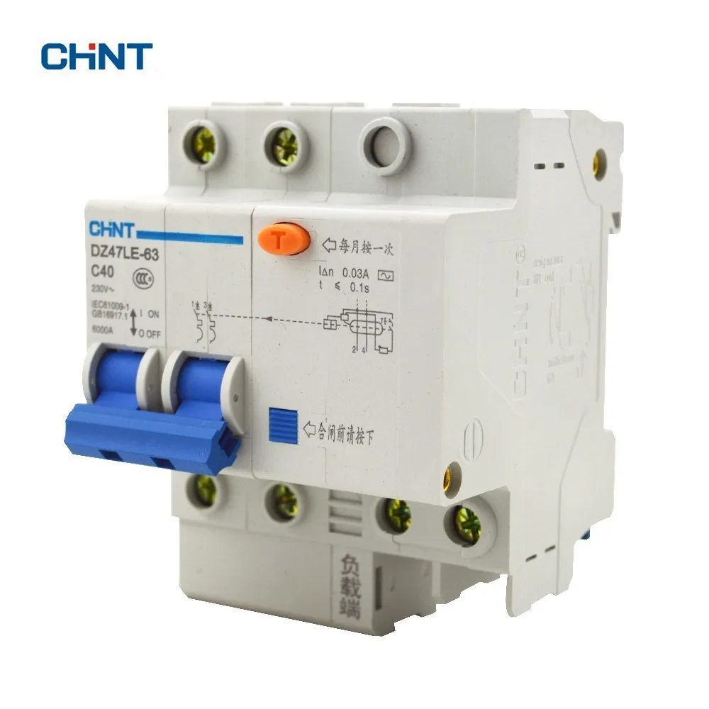 CHINT Air Switch Circuit Breaker DZ47LE 63 2P C40 32A 230V DIN Rail Mounted Earth Leakage Breaker|leakage circuit breaker|circuit breakerearth